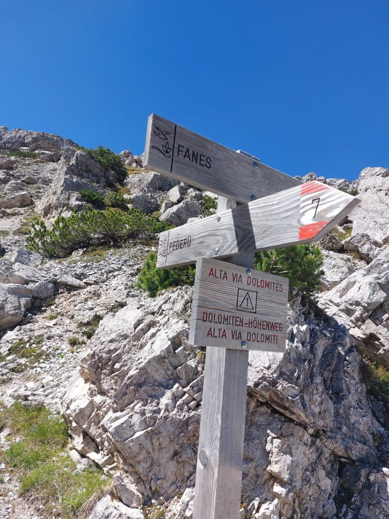 Hiking the Dolomites: signposts